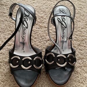 Dolce and Gabbana black stud wood heels